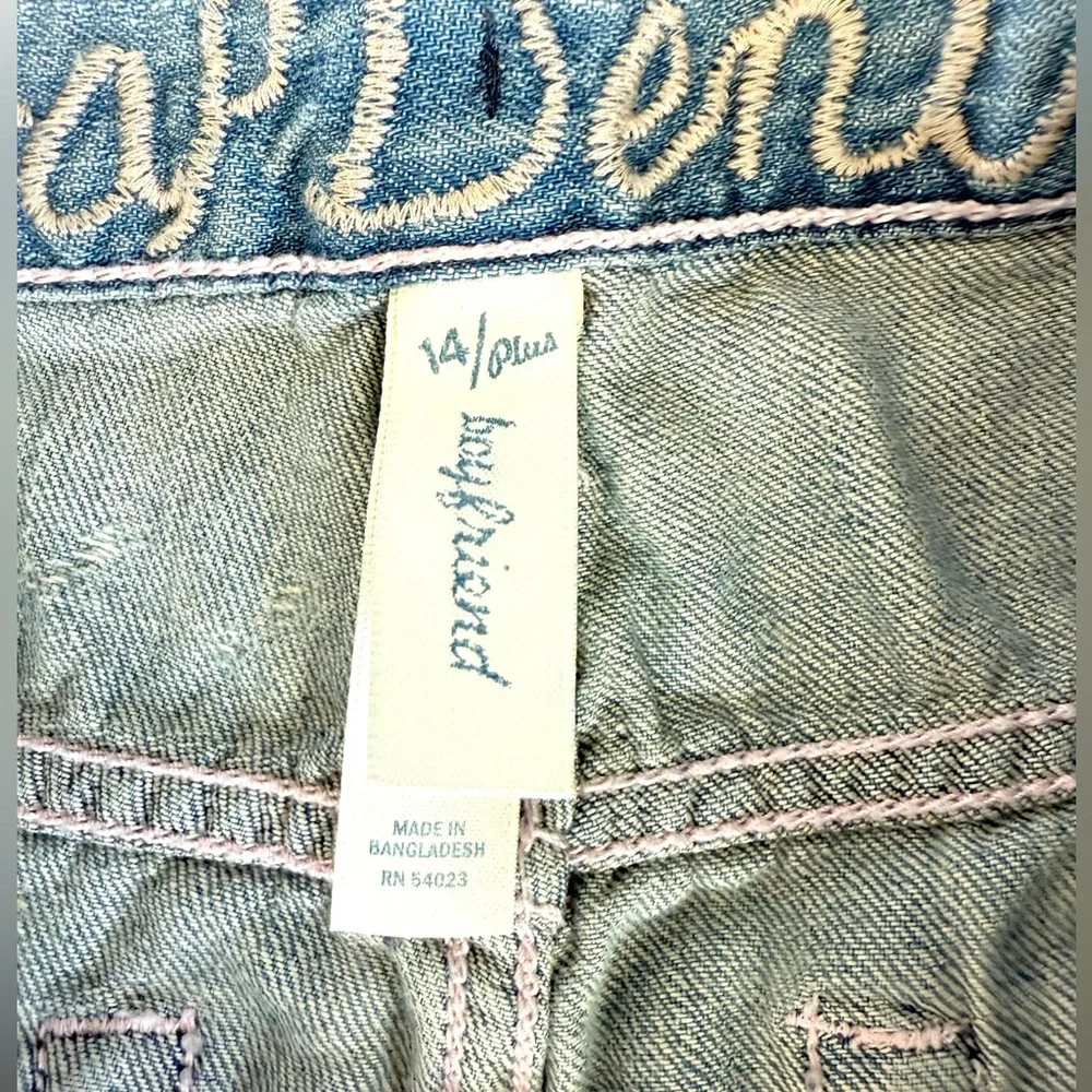 Gap Denim Jeans Boyfriend Pants Girls distressed Capri adjustable Waist 14 Plus